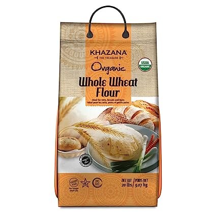 トリートメント flour KHAZANA ORGANIC WHOLE WHEAT FLOUR 20 LB - Subhlaxmi Grocers
